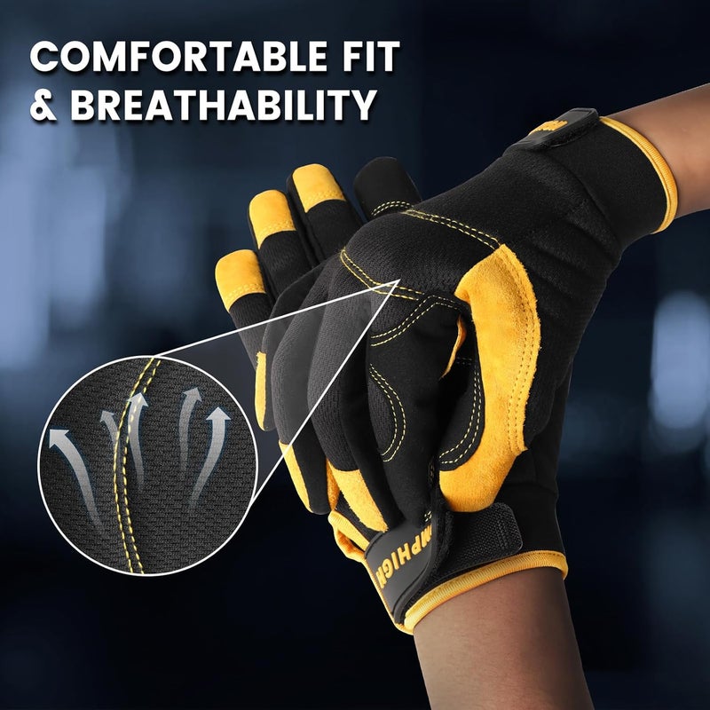 JUMPHIGH Work Gloves for Men, Multi-Functional Light Duty Mechanic Gloves, Outdoor, Performance Fit, Touch Screen, Abrasion Resistant (XL) - Image 5